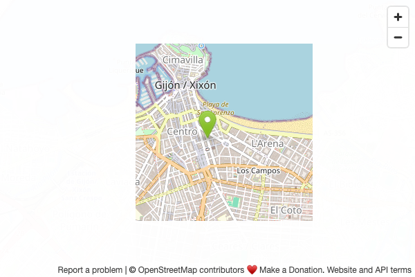Mapa de la ubicación del taller en el centro de Gijón