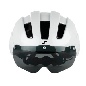 Casco blanco con luz trasera - L